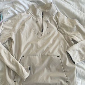 Kids Nike size L cream zip up mock neck with pocket